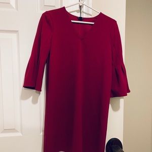 Ann Taylor Crimson red bell sleeve dress
